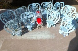 white wire chairs